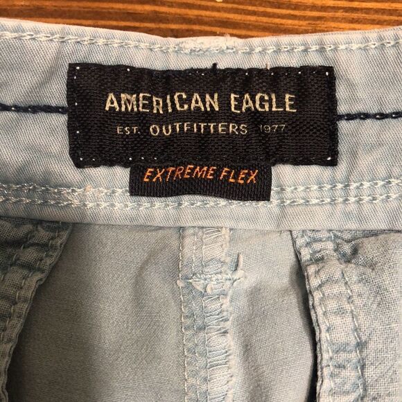 American Eagle Outfitters Light Blue Extreme Flex Slim Mens Shorts - Picture 4 of 7